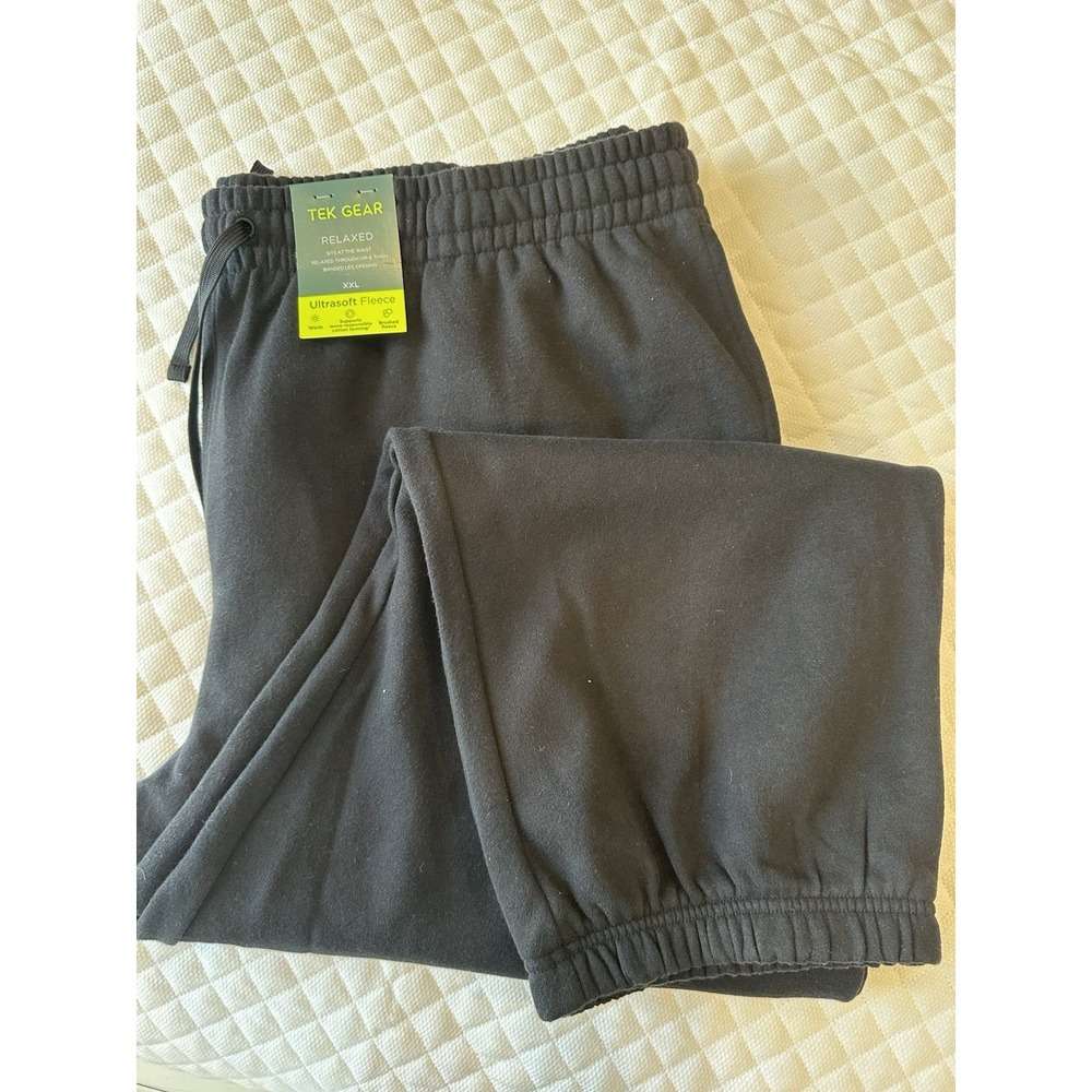 Ten Gear Mens Black Sweatpants XXL Elastic Waist Drawstring Pockets NWT